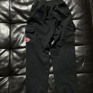Black Cargo Joggers with Red Accent
